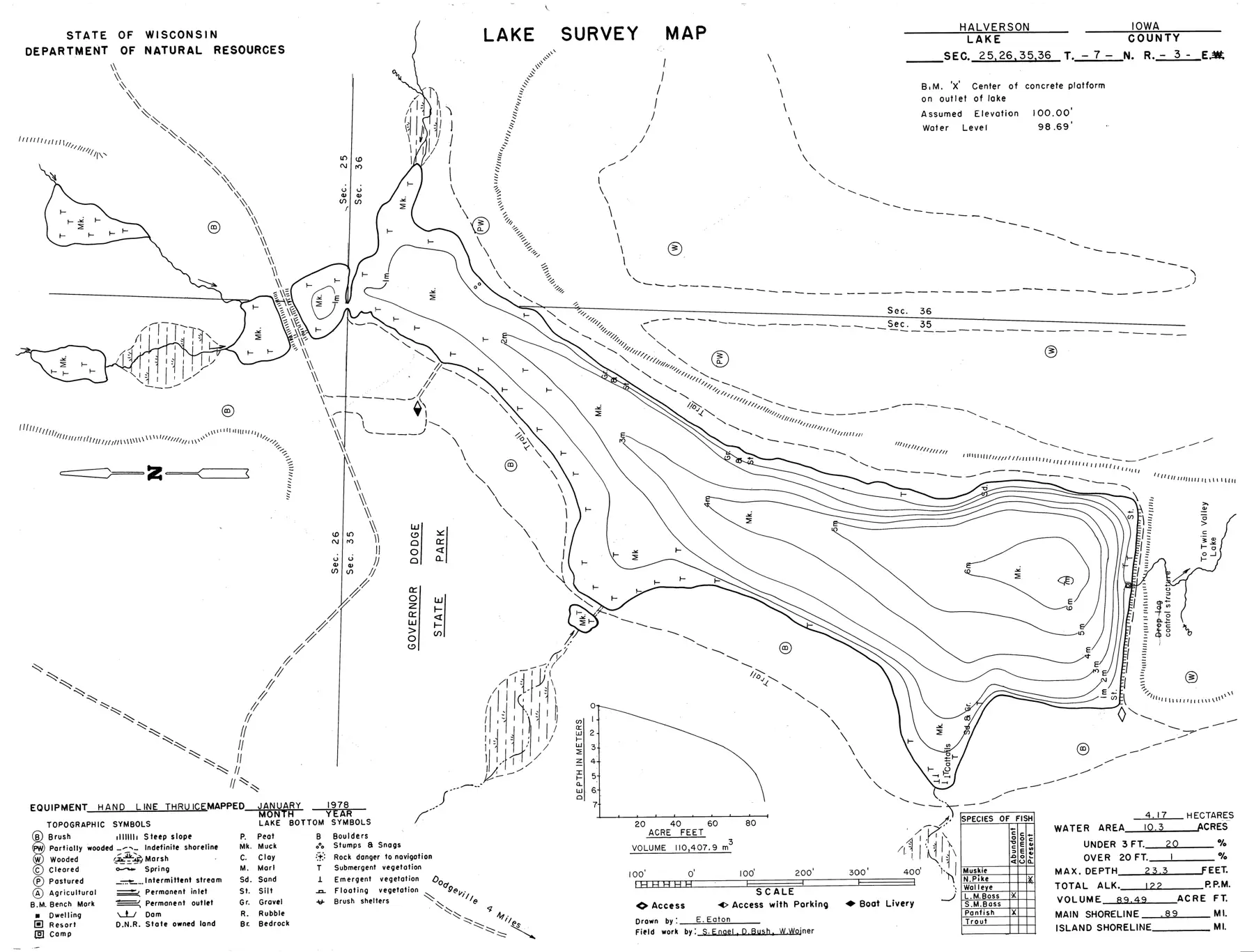 DNR survey map of Halverson Lake