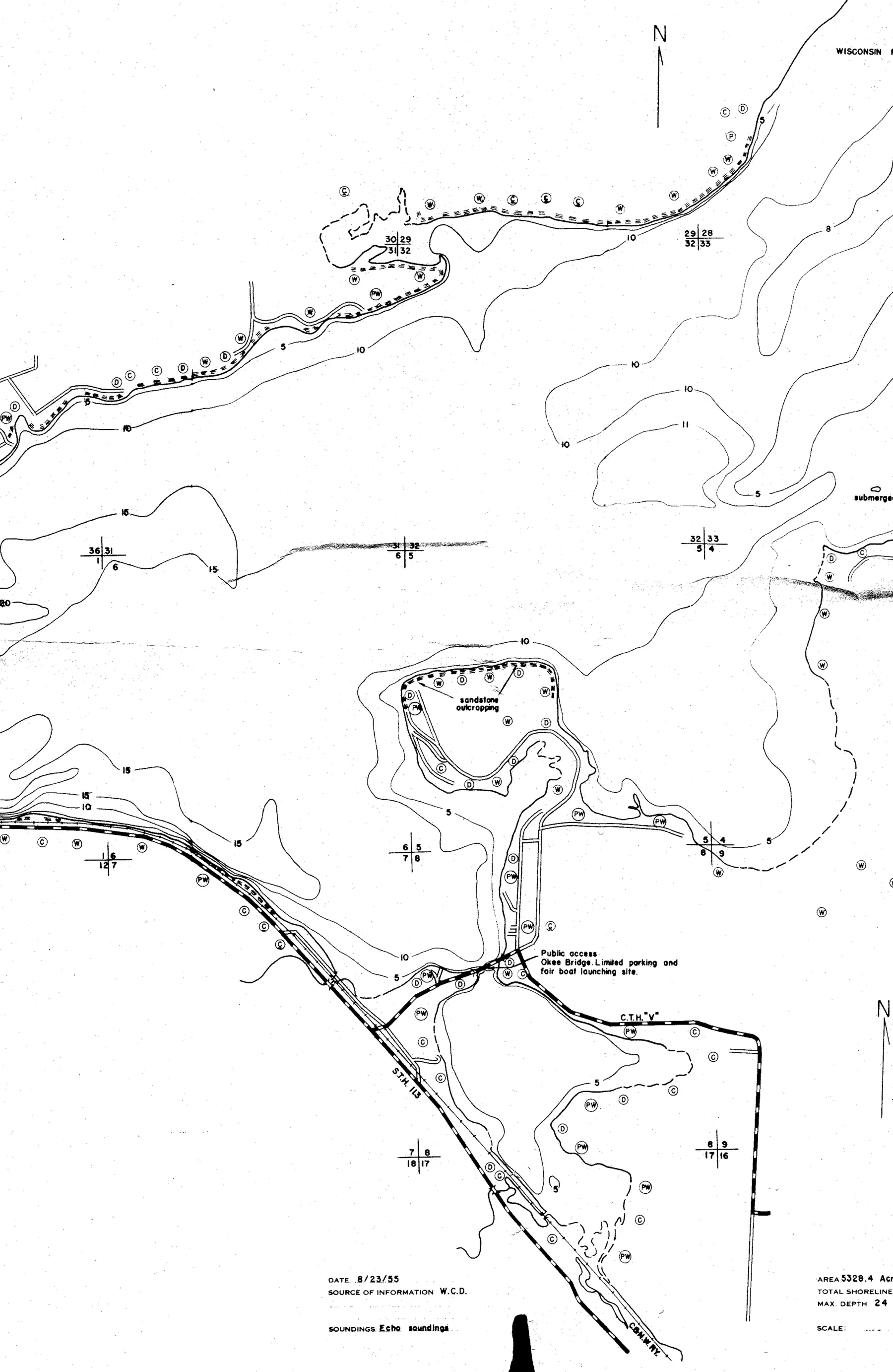 DNR survey map of Lake Wisconsin, sheet 3 of 4. Tap to zoom.