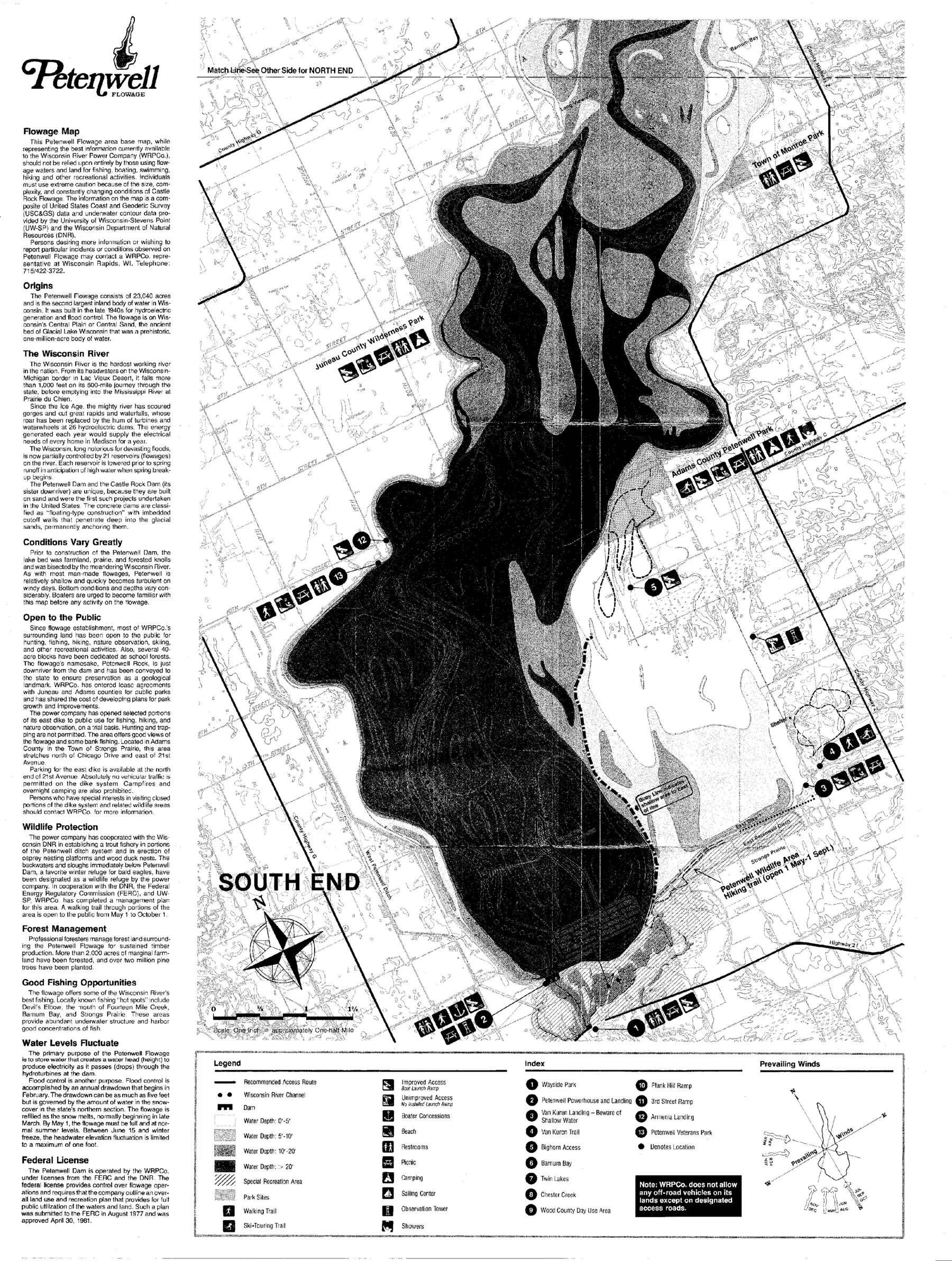 DNR survey map of Petenwell Lake, sheet 2 of 2, with depths in feet. Tap to zoom.