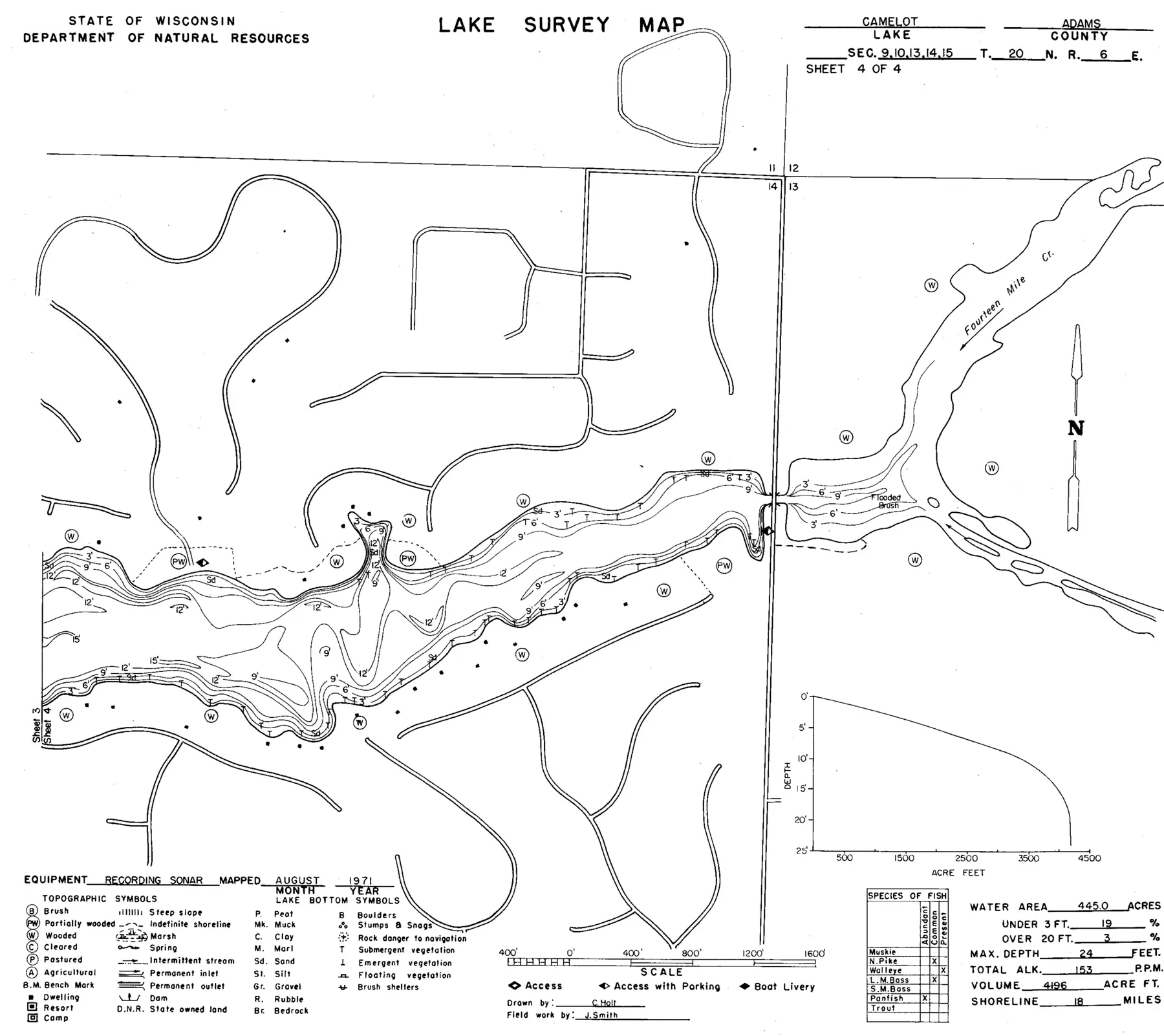 DNR survey map of Camelot Lake, sheet 4 of 4. Tap to zoom.