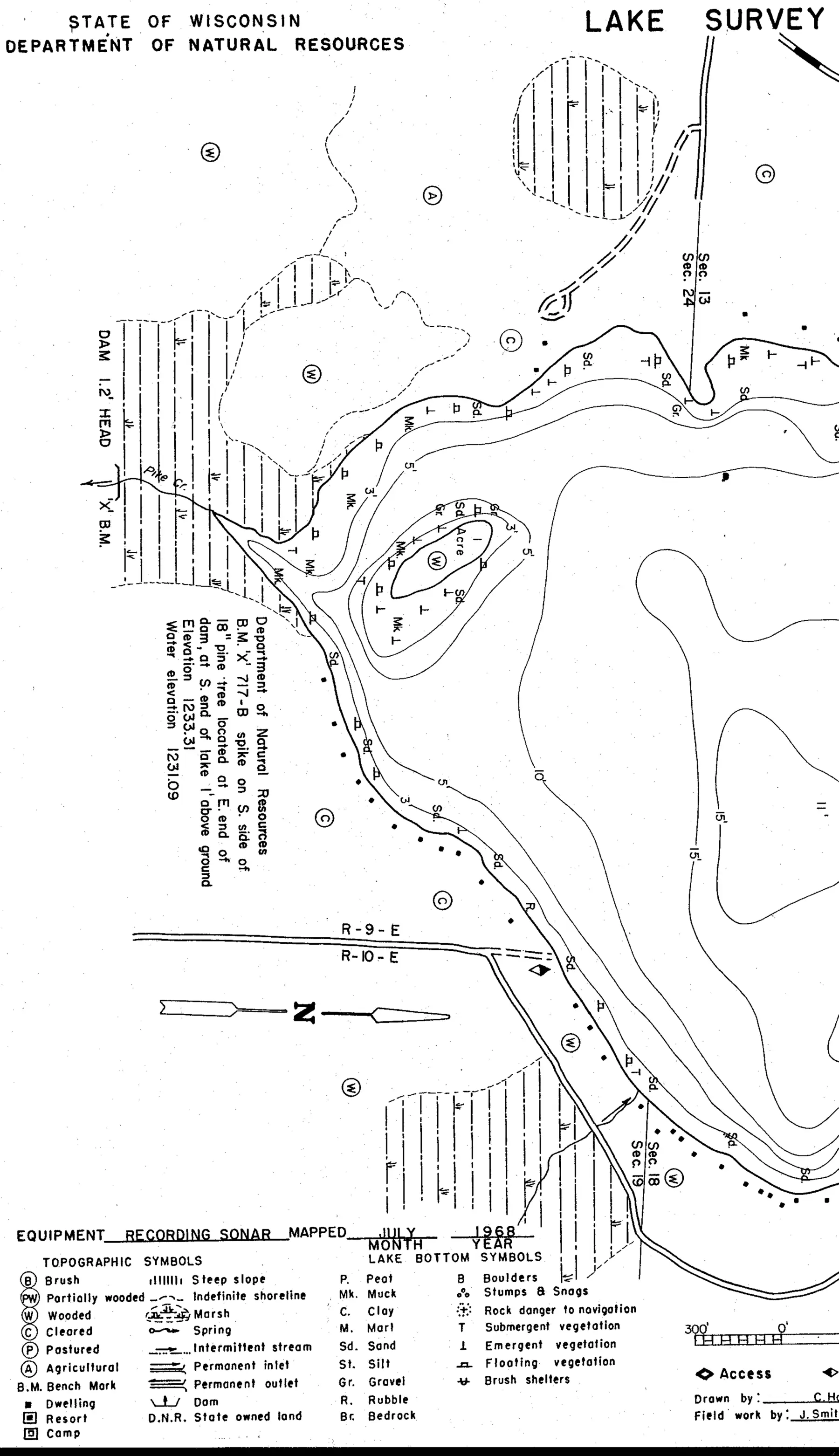 DNR survey map of Pike Lake, sheet 3 of 3. Tap to zoom.