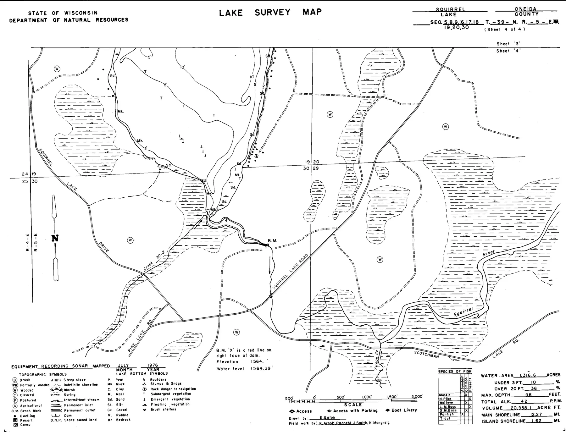 DNR survey map of Squirrel Lake*, sheet 4 of 4. Tap to zoom.