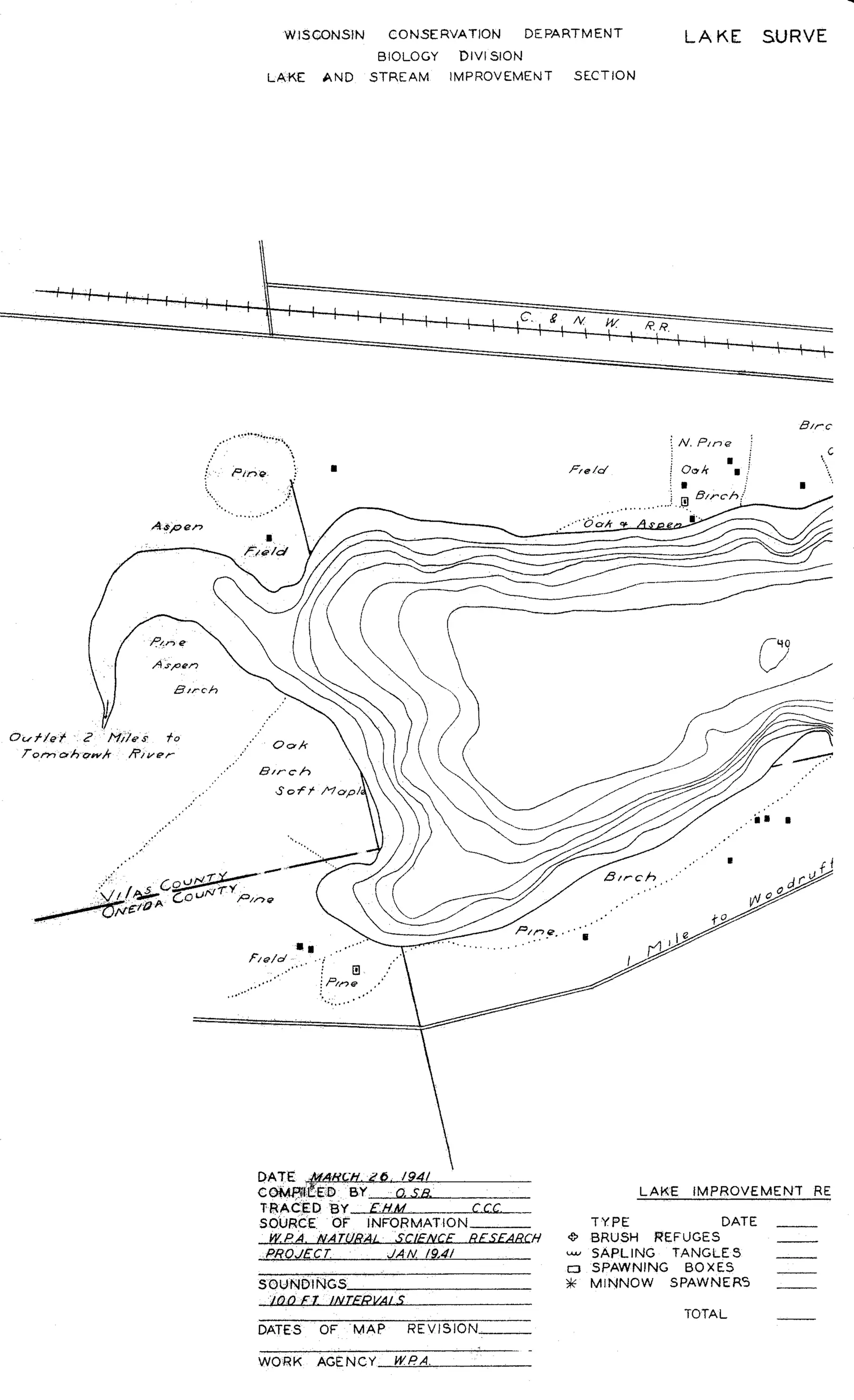 DNR survey map of Johnson Lake, sheet 2 of 2, with depths in feet. Tap to zoom.