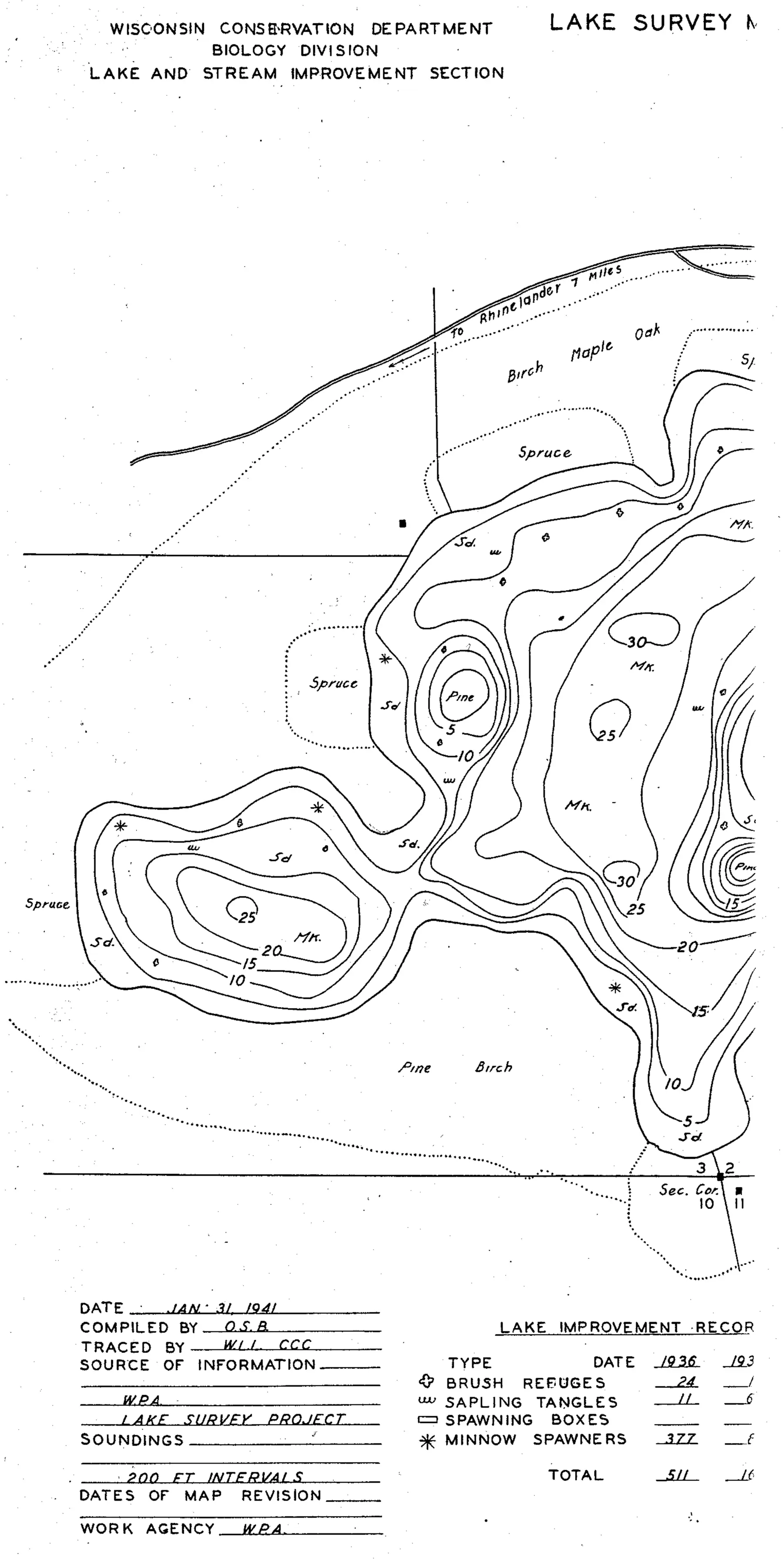 DNR survey map of Lake Thompson, sheet 5 of 5. Tap to zoom.