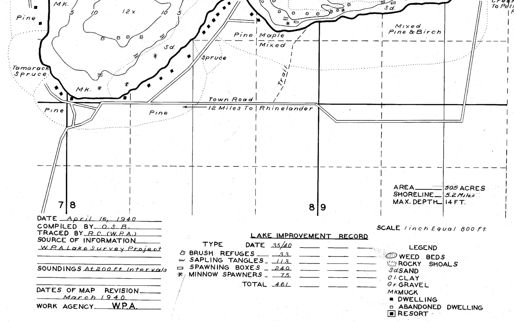 DNR survey map of Fourth Lake, sheet 3 of 3. Tap to zoom.