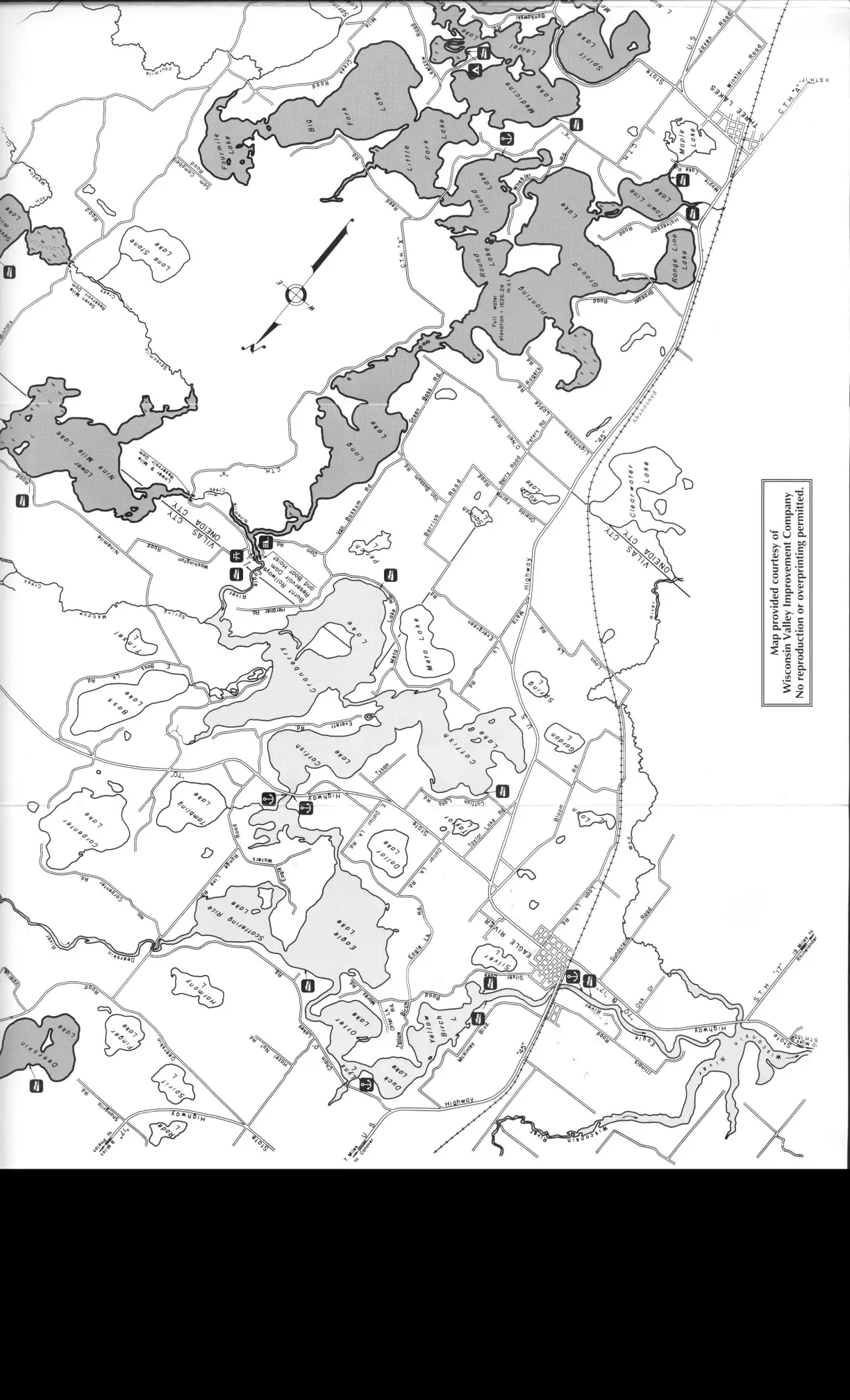 DNR survey map of Watersmeet Lake, sheet 1 of 4, with depths in feet. Tap to zoom.
