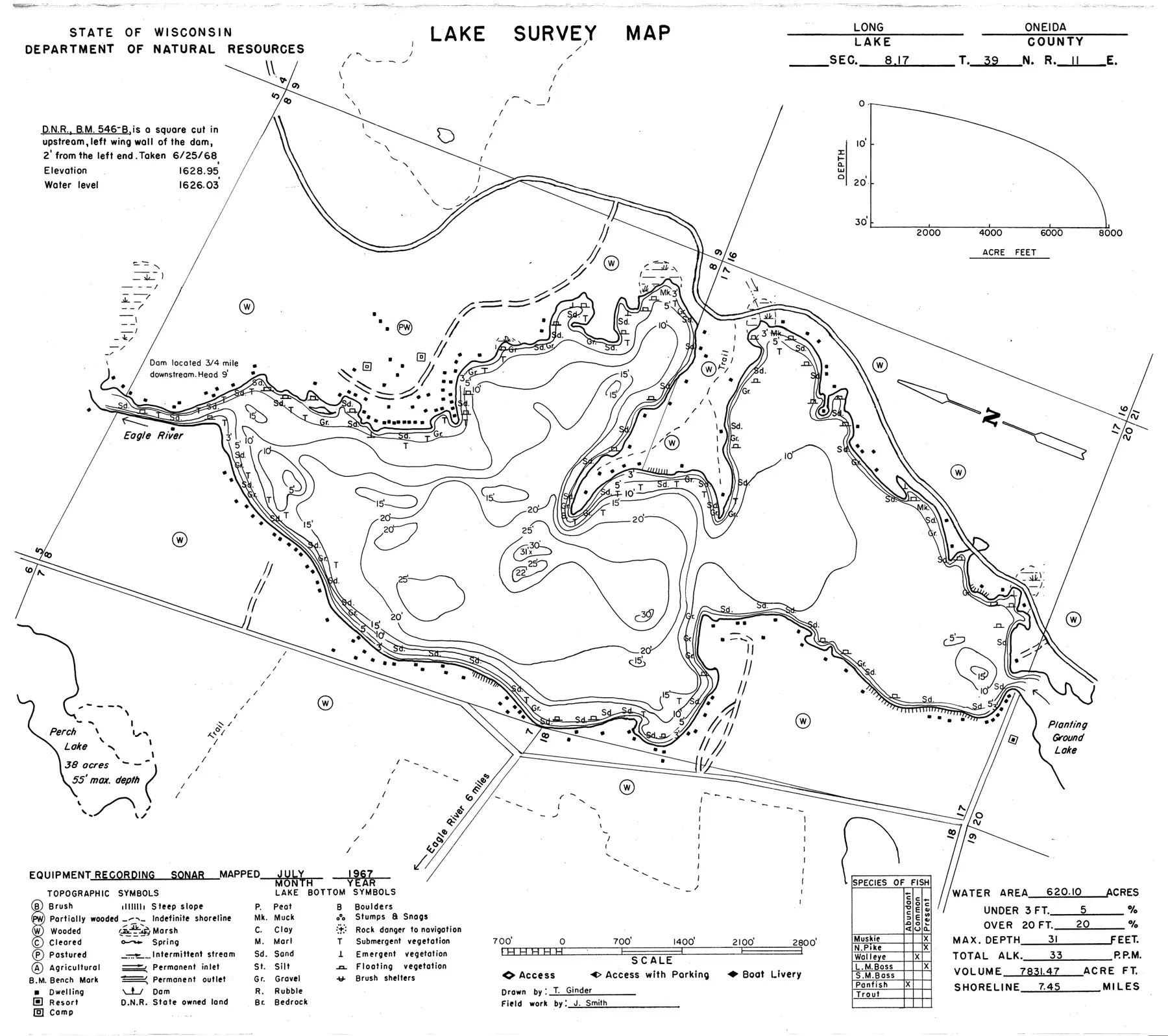 DNR survey map of Long Lake