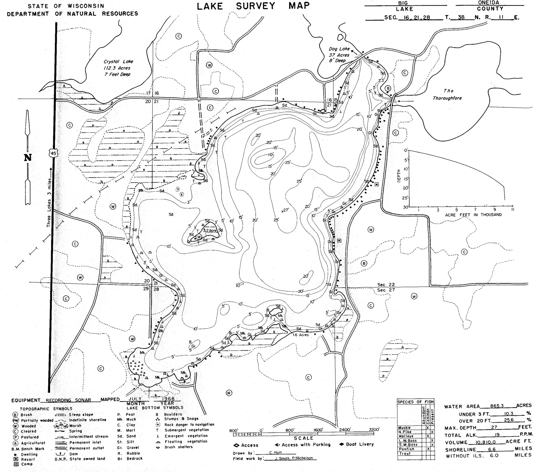 DNR survey map of Big Lake