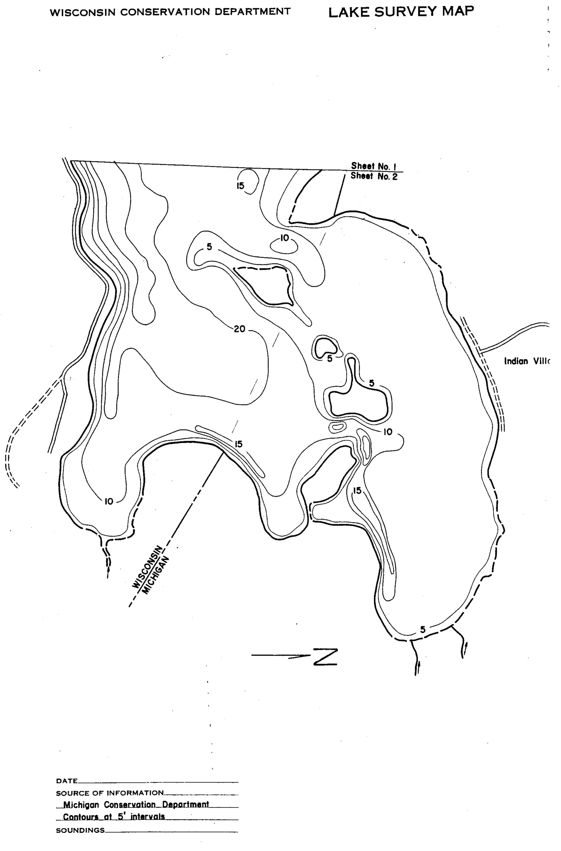 DNR survey map of Lac Vieux Desert, sheet 6 of 6. Tap to zoom.