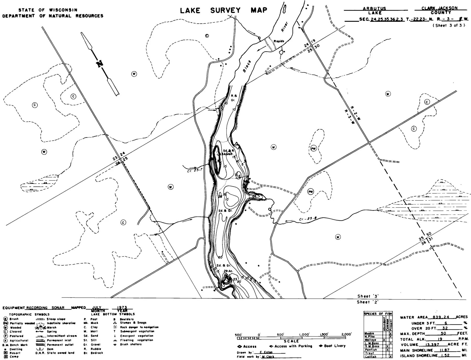 DNR survey map of Arbutus Lake*, sheet 3 of 3. Tap to zoom.