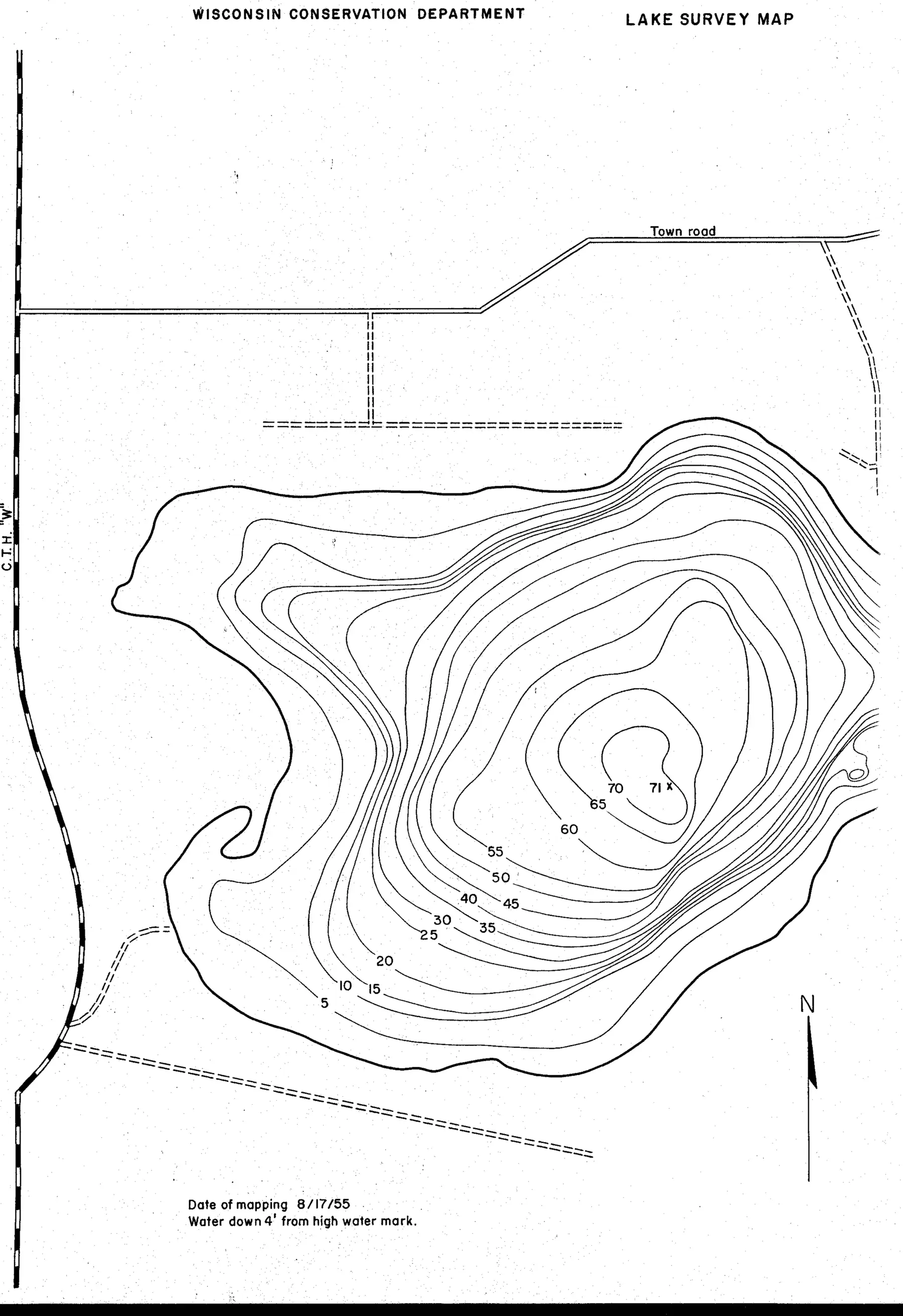 DNR survey map of Long Lake, sheet 2 of 4, with depths in feet. Tap to zoom.