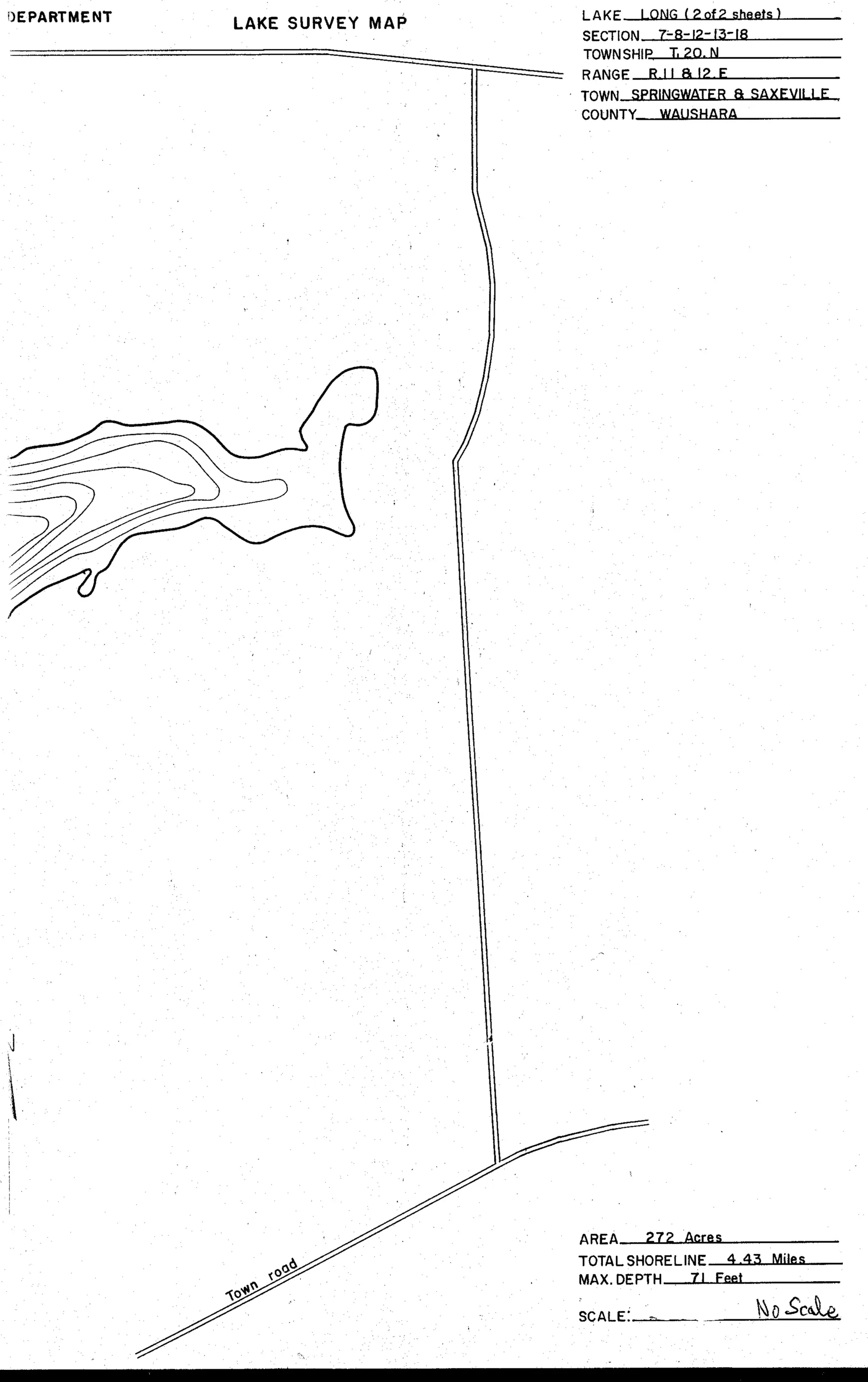 DNR survey map of Long Lake, sheet 3 of 4. Tap to zoom.