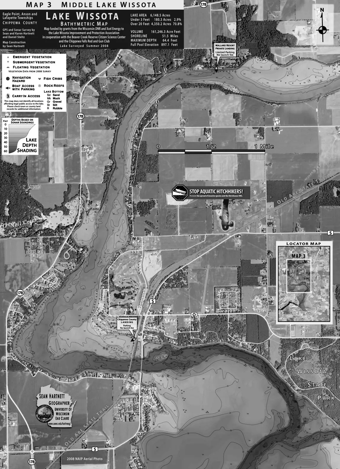 DNR survey map of Wissota Lake, sheet 3 of 6. Tap to zoom.