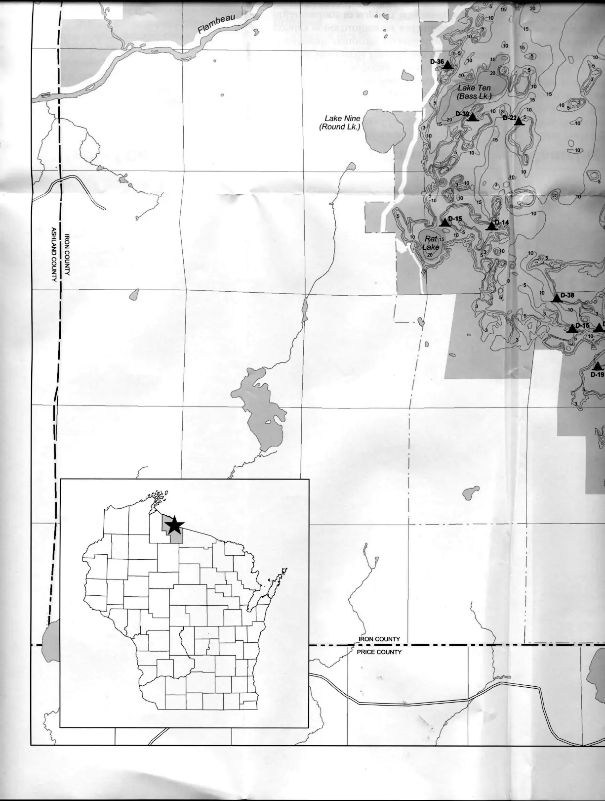 DNR survey map of Turtle Flambeau Flowage, sheet 7 of 19. Tap to zoom.