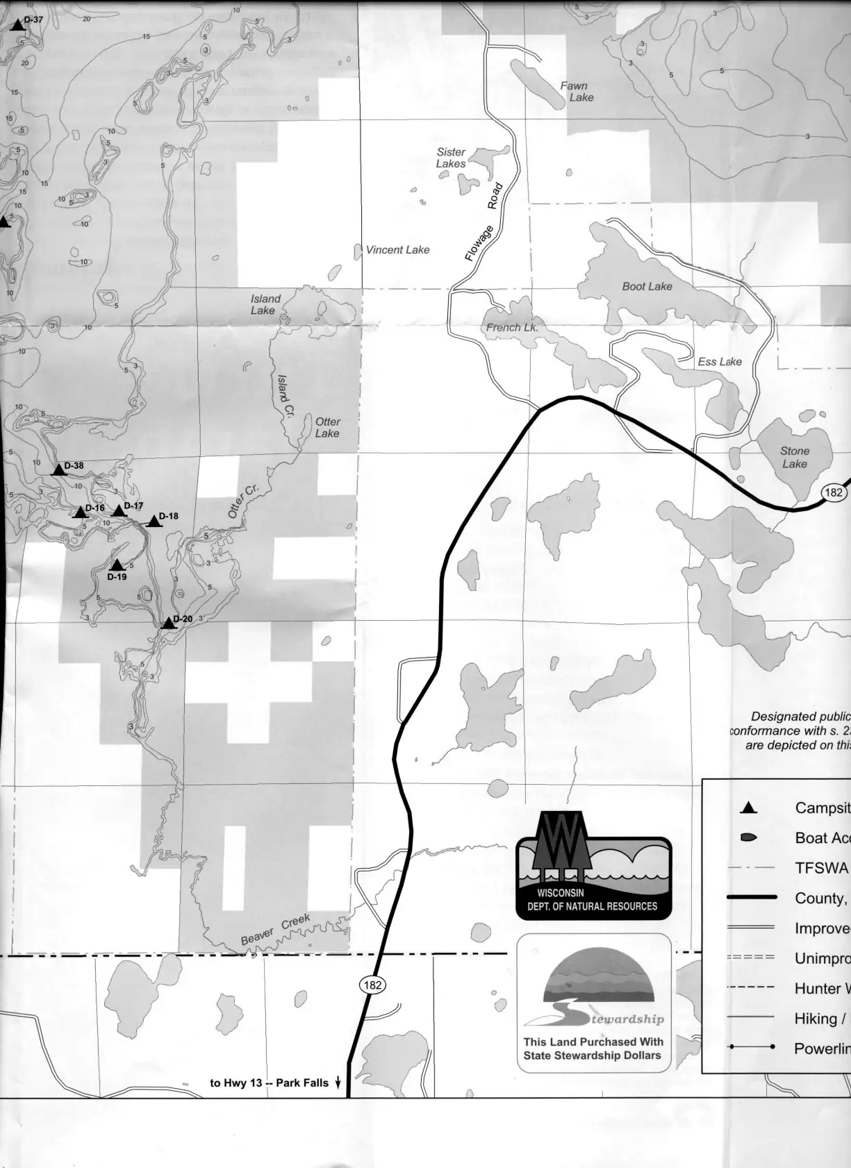 DNR survey map of Turtle Flambeau Flowage, sheet 8 of 19. Tap to zoom.