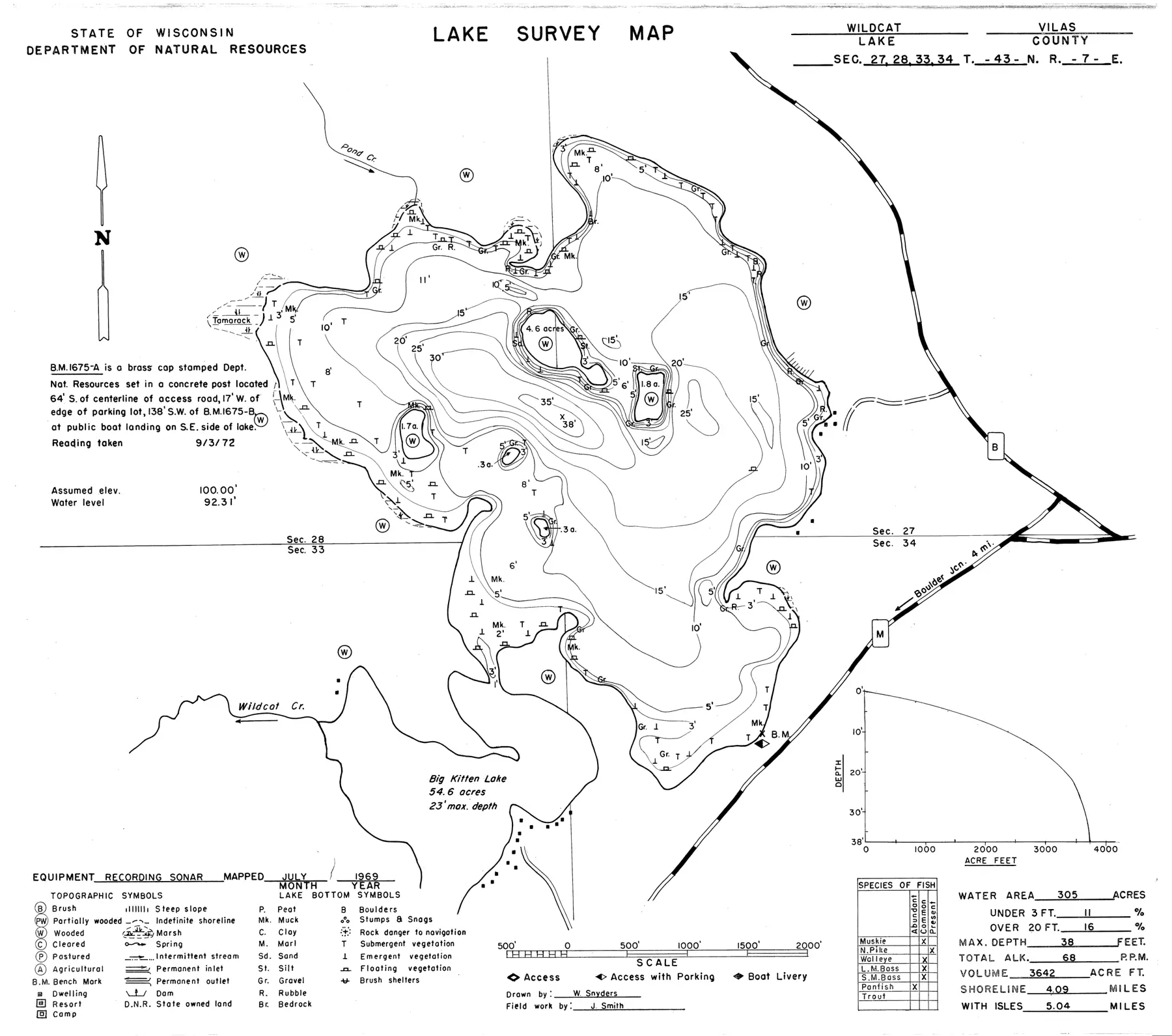 DNR survey map of Wildcat Lake