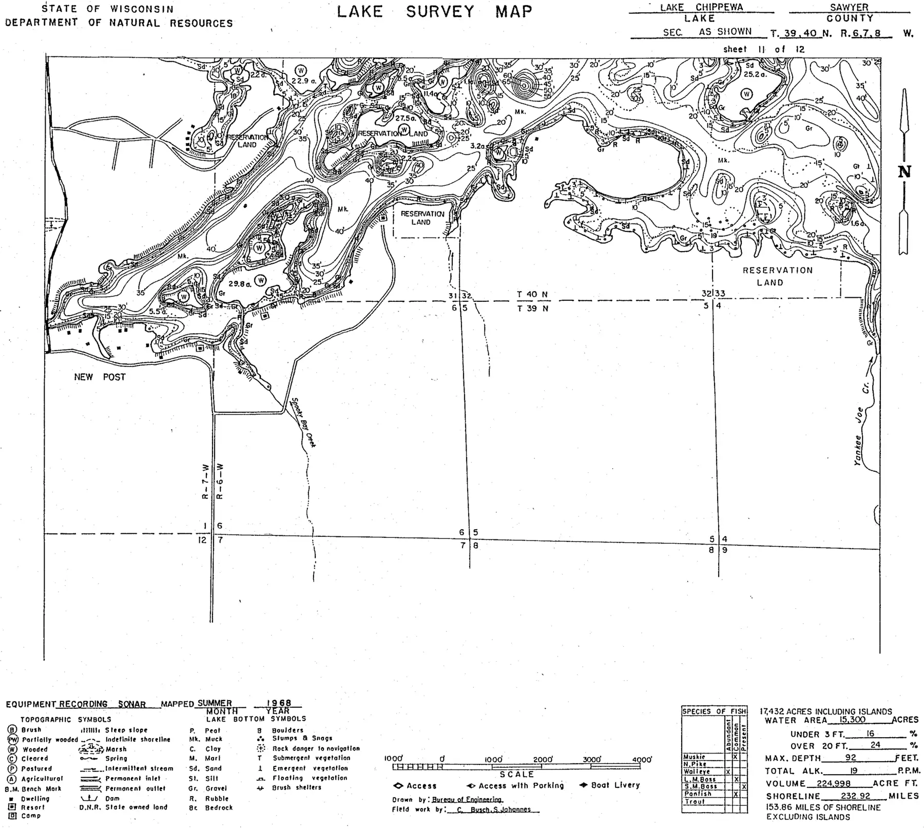 DNR survey map of Lake Chippewa, sheet 11 of 12. Tap to zoom.