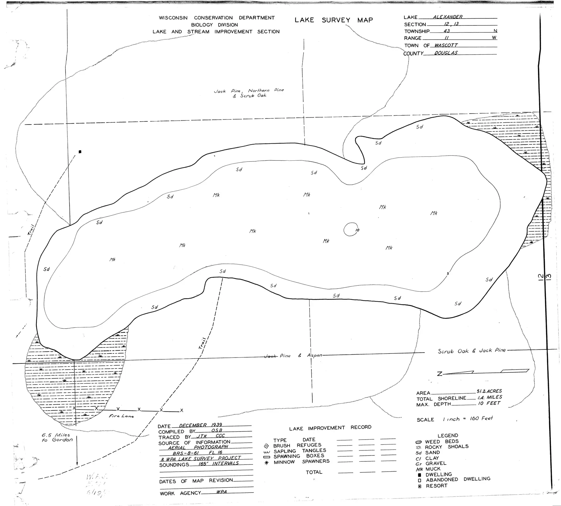 DNR survey map of Alexander Lake