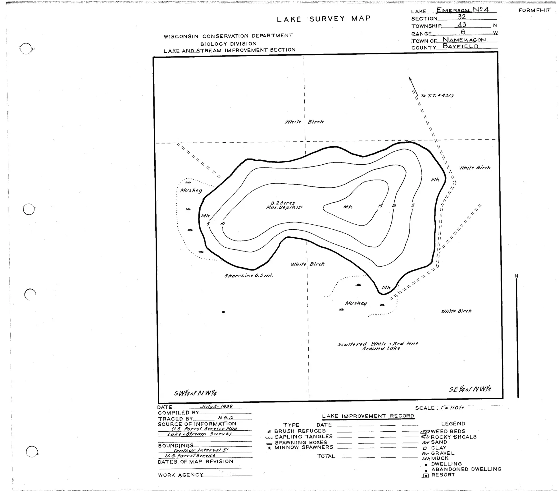 DNR survey map of Emerson Lake