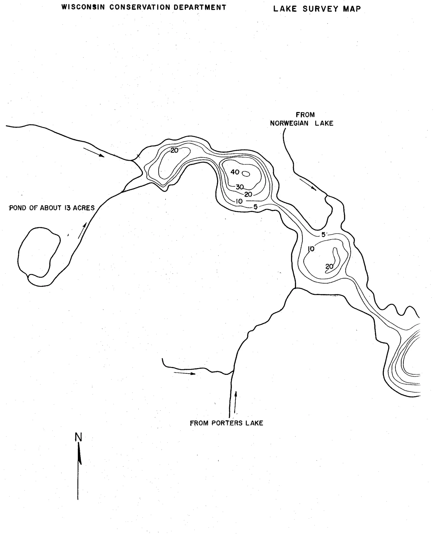 DNR survey map of Lake Morris, sheet 2 of 2, with depths in feet. Tap to zoom.