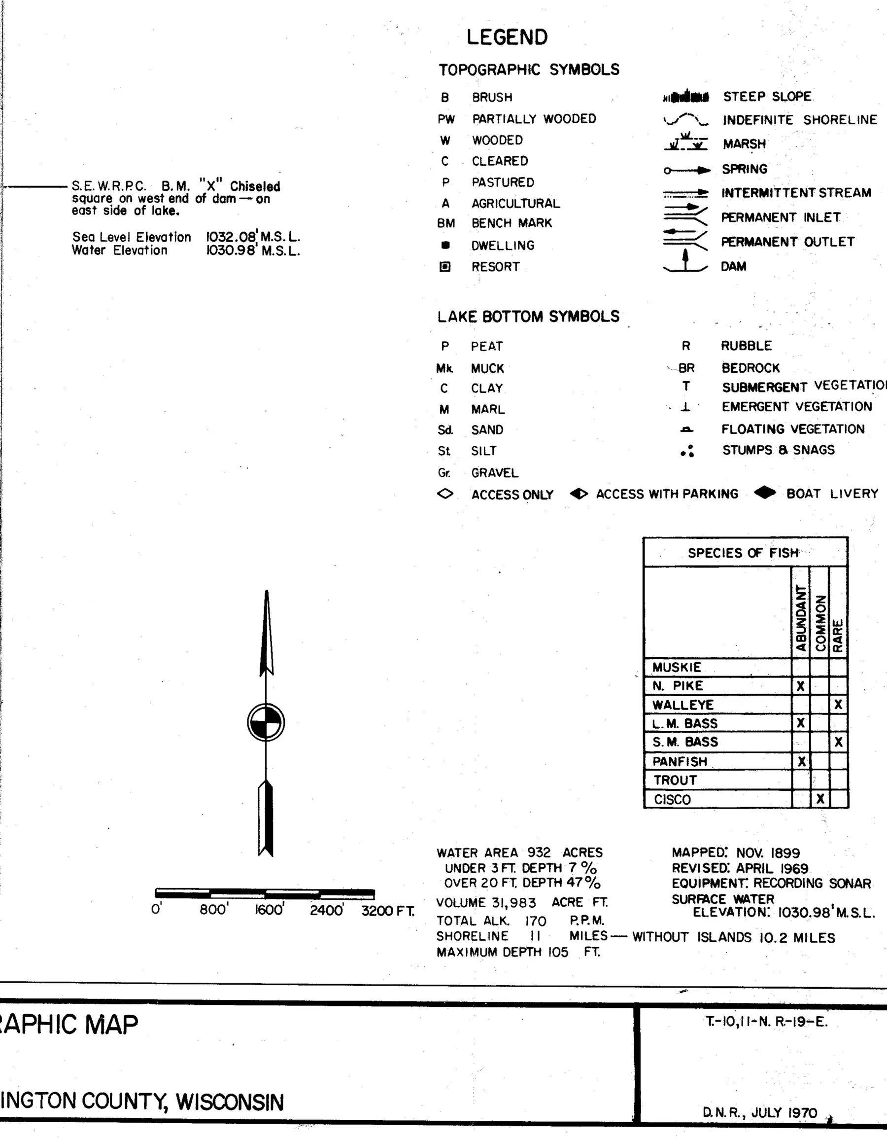 DNR survey map of Cedar Lake, sheet 3 of 3. Tap to zoom.