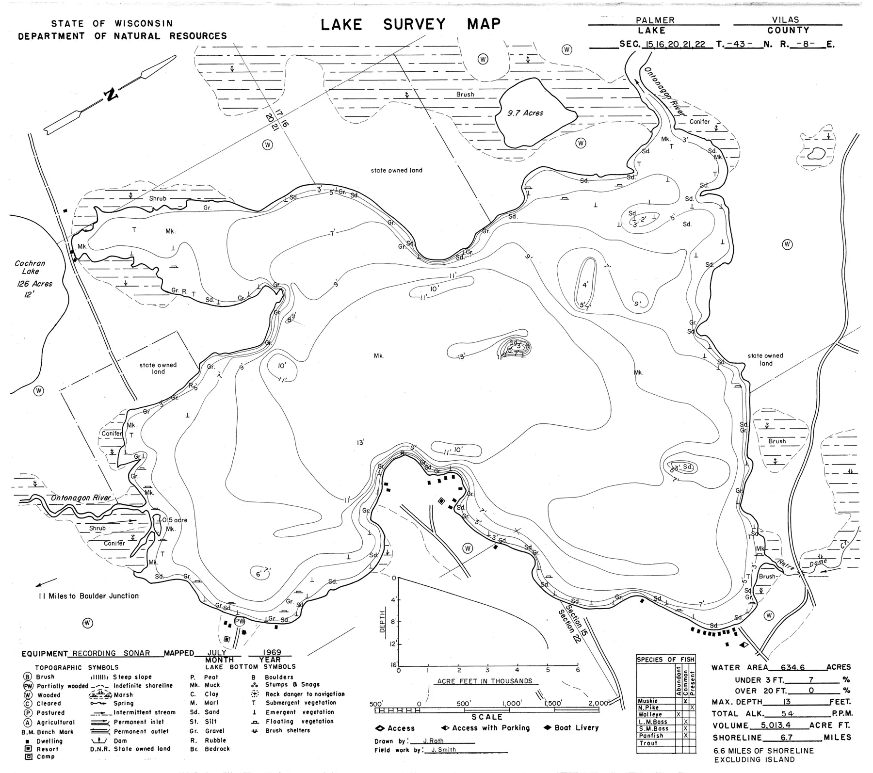 DNR survey map of Palmer Lake