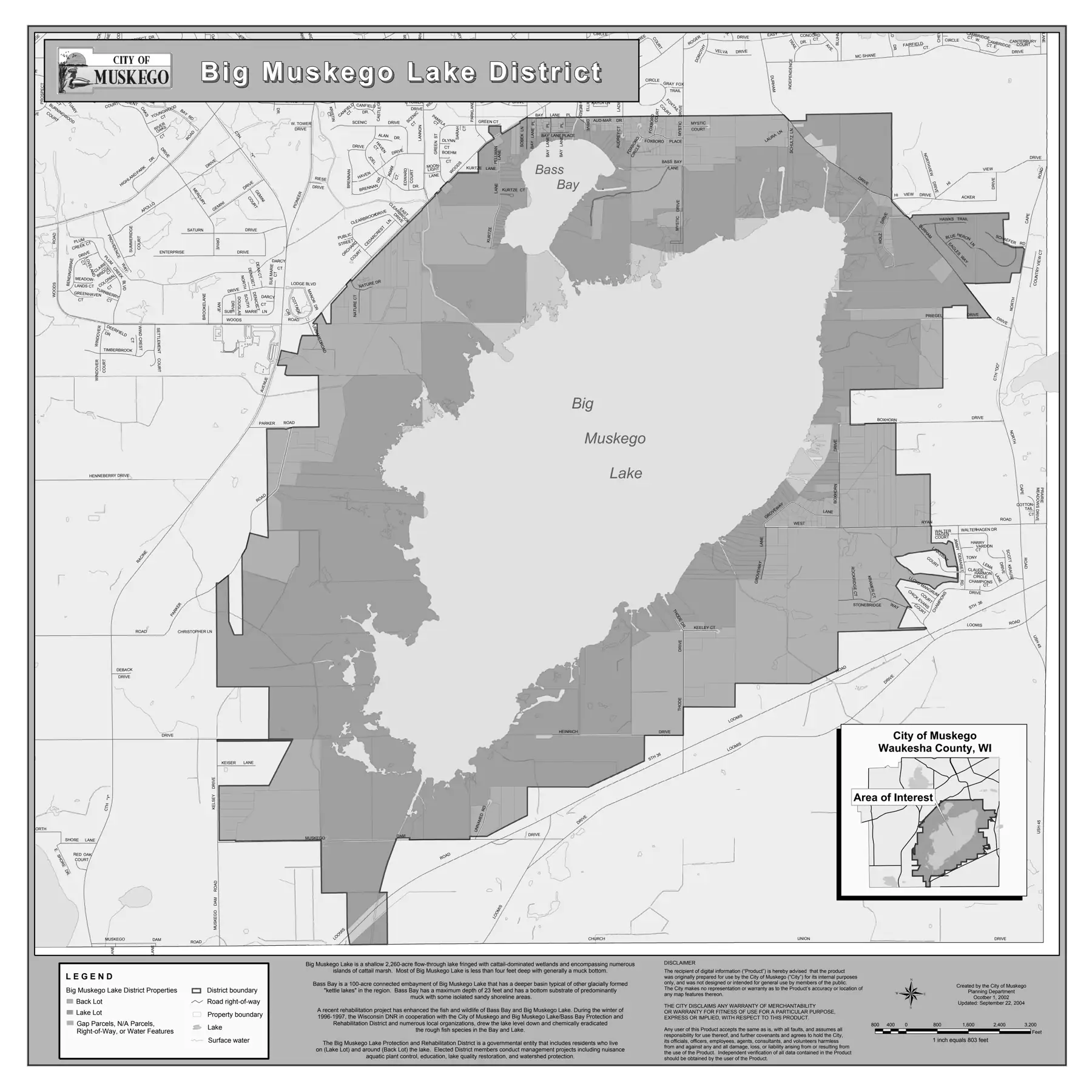 DNR survey map of Big Muskego Lake, sheet 2 of 2, with depths in feet. Tap to zoom.
