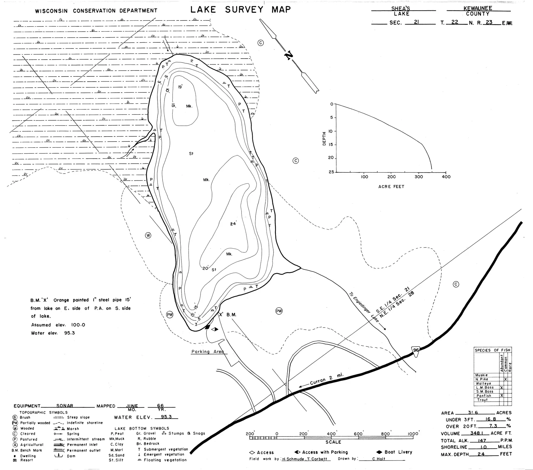 DNR survey map of Shea Lake
